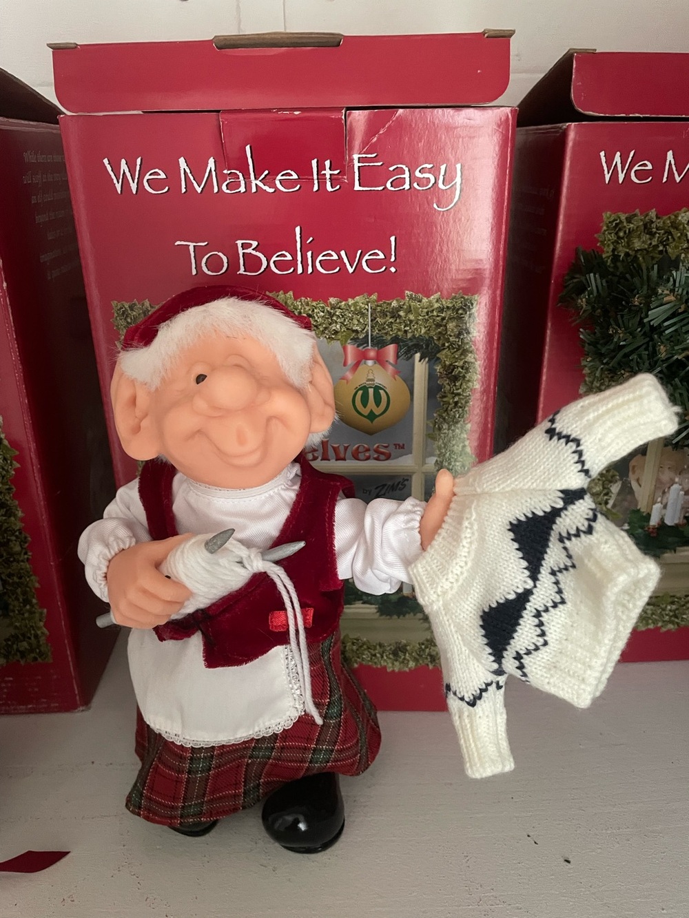 ZIMS Elves Doll with Red Vest and Plaid Skirt.. grandma